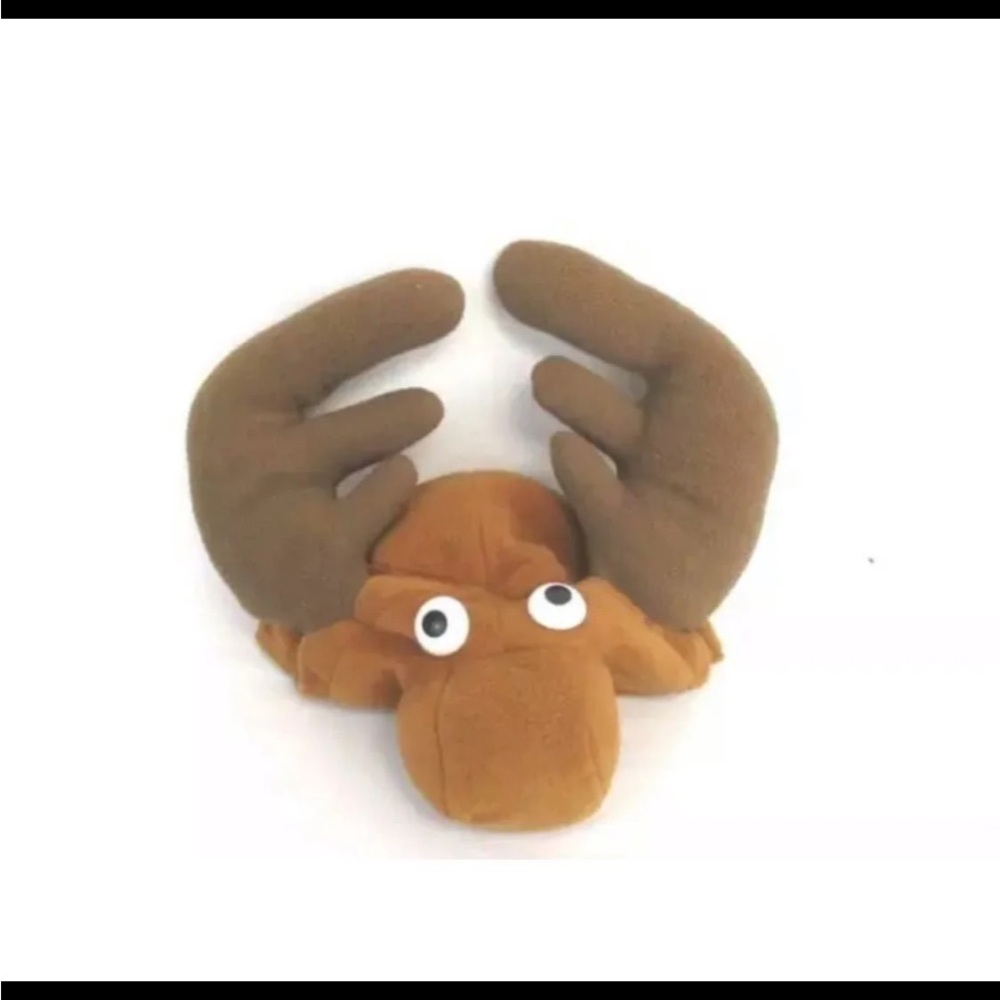 Plush Brown Moose Hat Easy Fasten Ear Straps Stuffed Animal Warn Funny